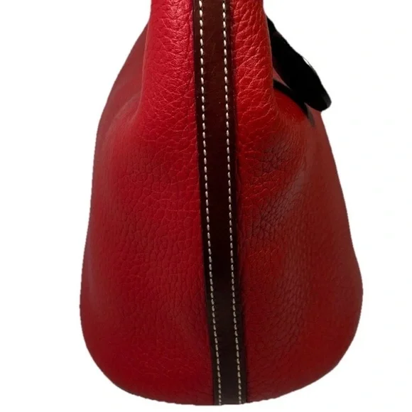 Y2K Dooney & Bourke Medium Red Pebbled Leather Bucket Bag / Tote Bag - Picture 4 of 13